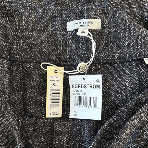 Max Studio Pleated Tweed Mini Skirt - Back/Charcoal Size XL - Picture 10 of 12